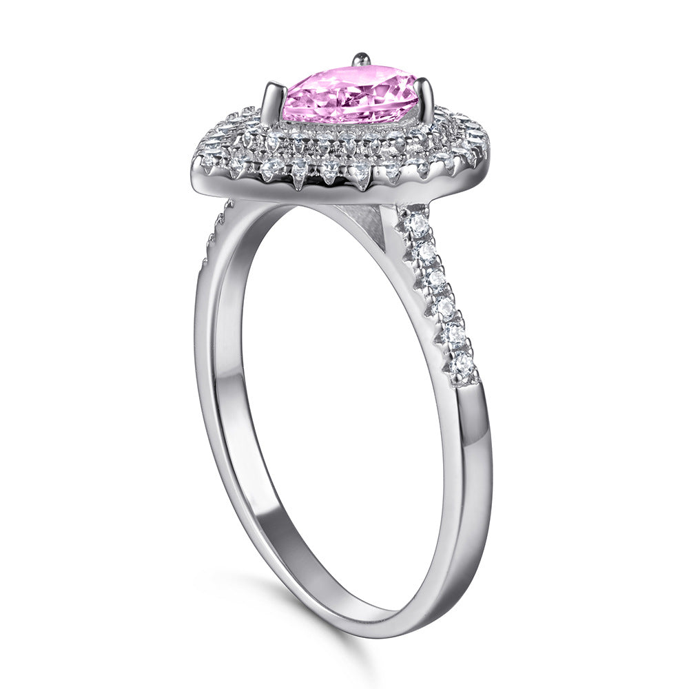 Wholesale 925 Sterling Silver Ring  Drop-shaped Rose Gold Carat  Diamond Ring