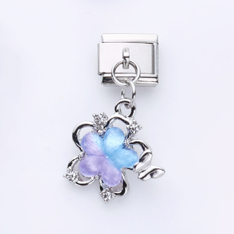 Wholesale 10pcs Italian Charm Bracelet 9mm DIY Splicing Star Butterfly Flower Stainless Steel Composable Bracelet