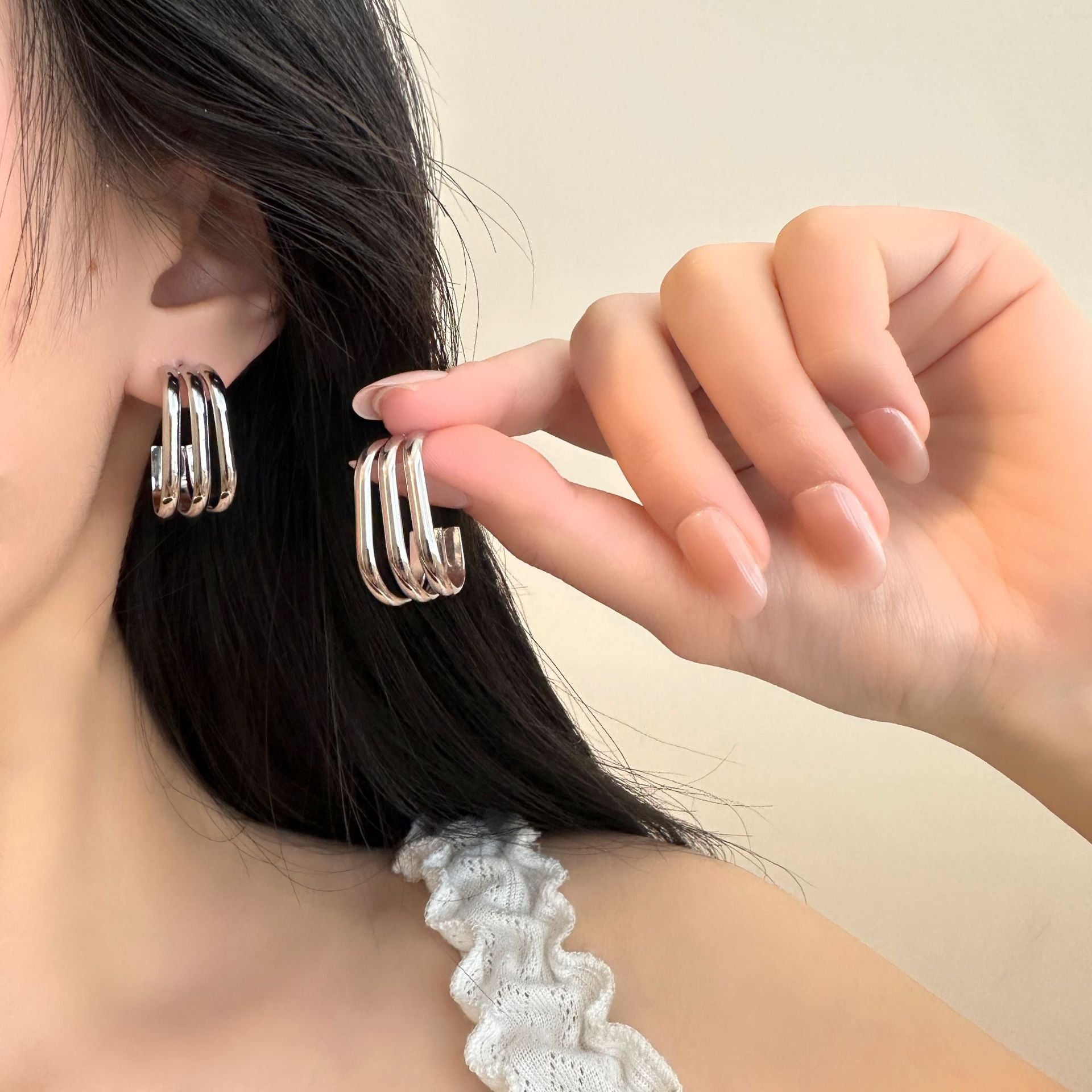 Orecchini incolore all'ingrosso in acciaio al titanio