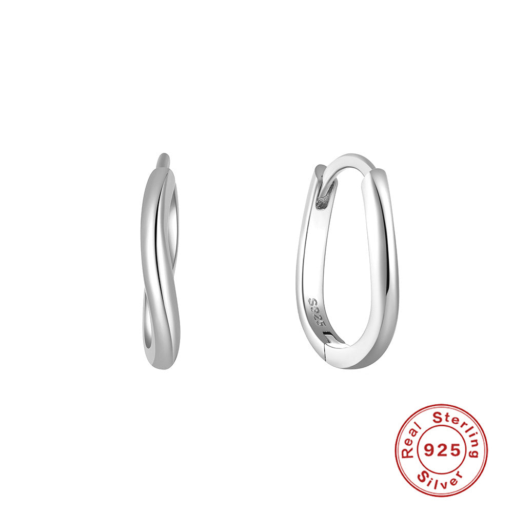 Wholesale S925 sterling silver curved wave two-tone diamond earrings