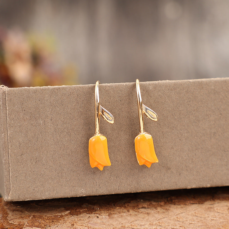 Wholesale Ancient flower long simple alloy earrings