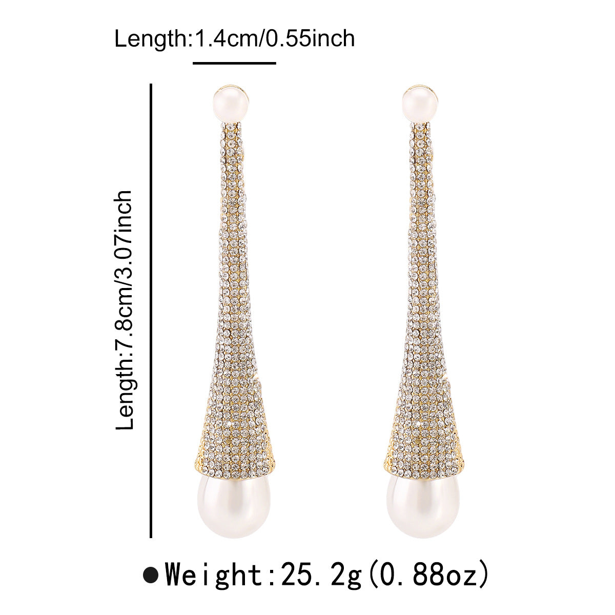 Wholesale niche temperament imitation pearl earrings diamond long earrings