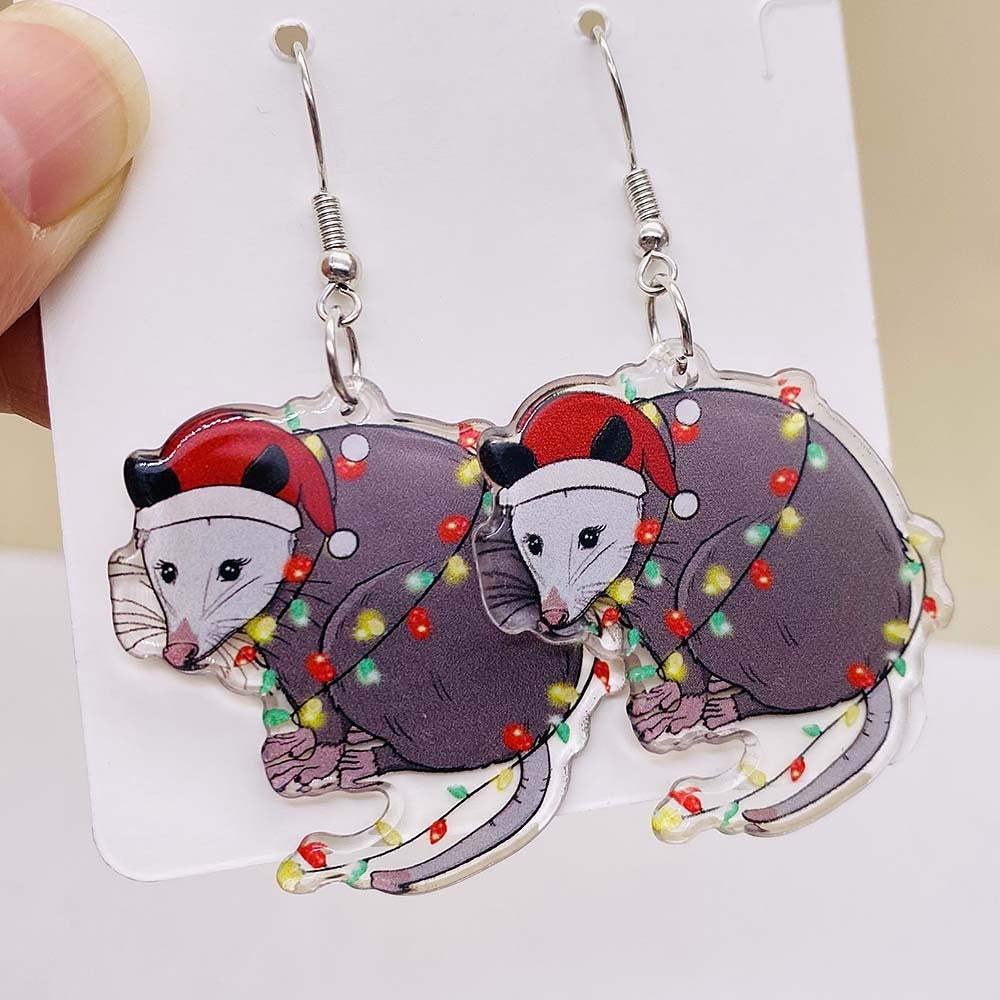 Wholesale Christmas Acrylic Colorful Elk Earrings