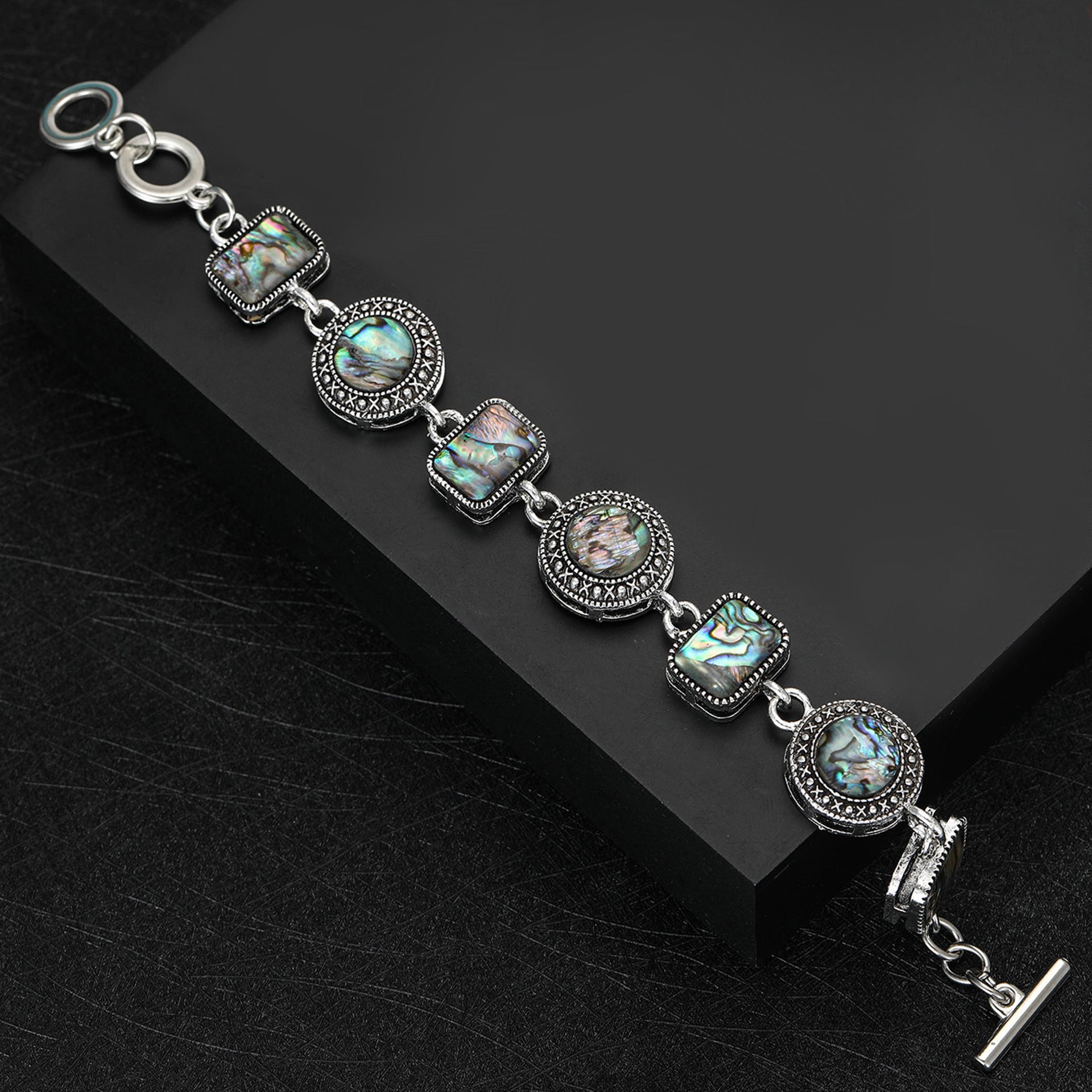 Wholesale Trendy Natural Abalone Shell Bracelet Adjustable Three Ring Clasp Chic Unisex Jewelry Accessory For Everyday Wear And Boutique Resale