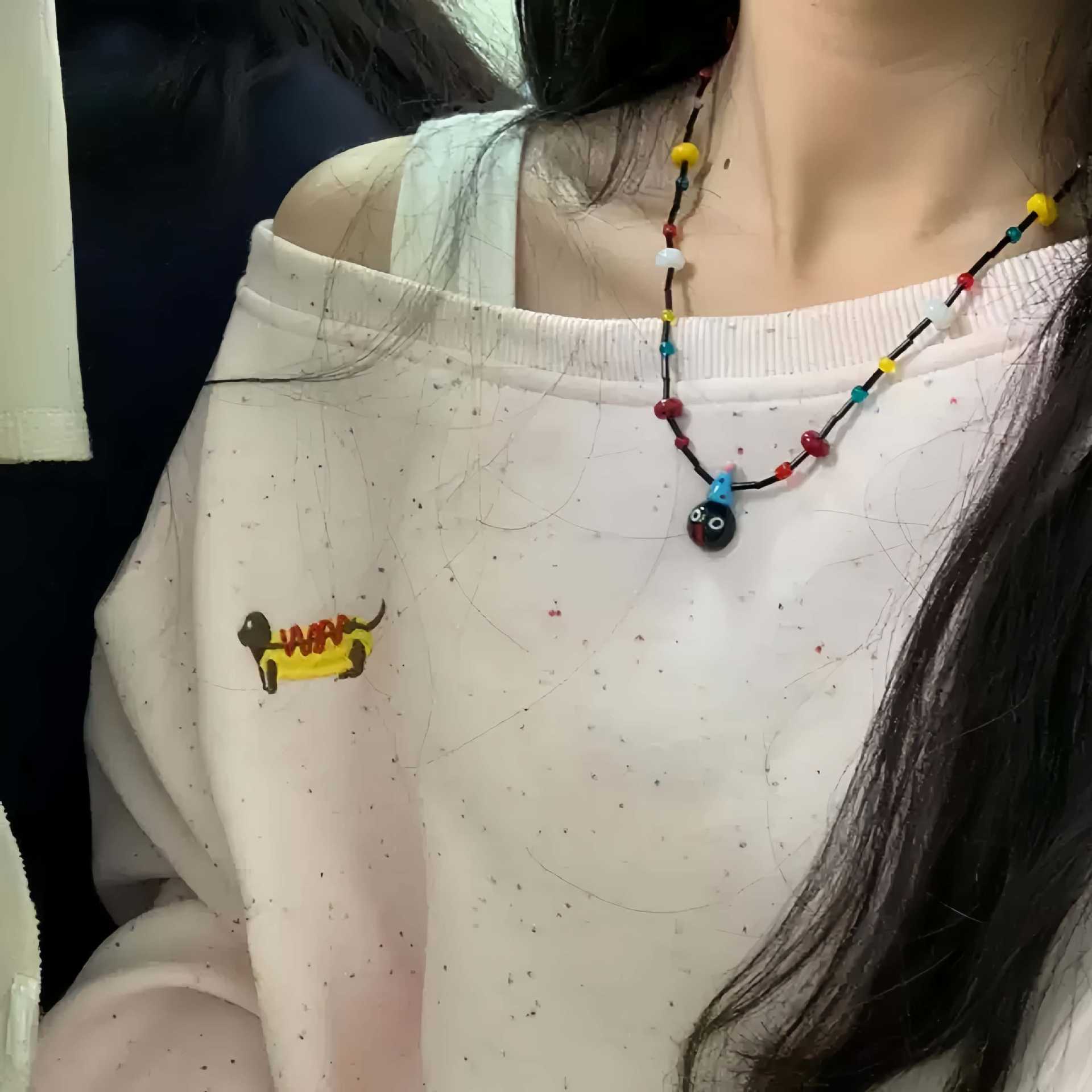 Wholesale Cartoon Elephant and Cat Beaded Necklace