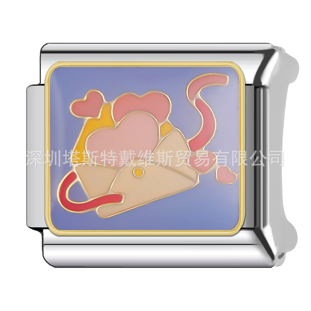 Wholesale 9mm Italian Charm Starter Bracelets DIY square Single Section Creative Stainless Steel Composable Bracelet