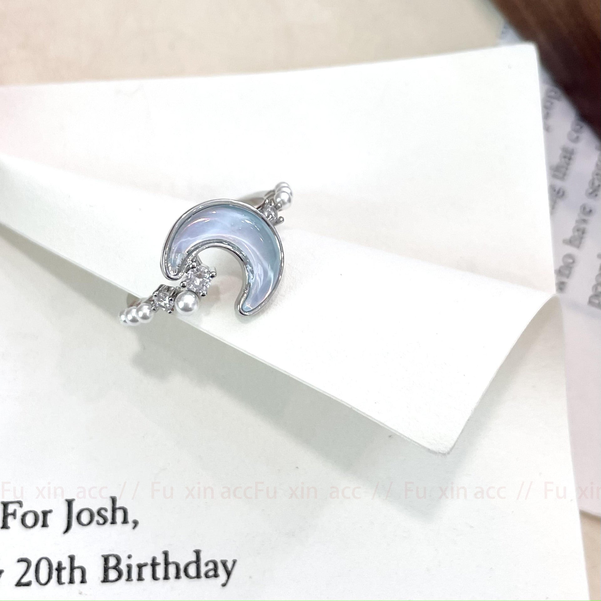 Wholesale Glacier Blue Star Moon Ring