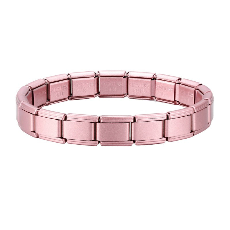 Wholesale Italian Charm Bracelet 9mm DIY Splicing Rose Pastel Stainless Steel Composable Bracelet