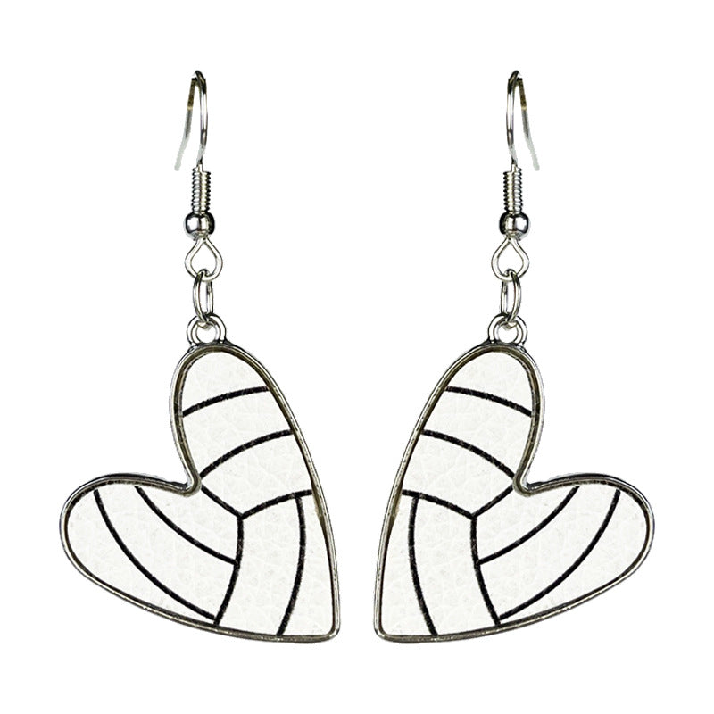 Wholesale 2 Pairs/pack Sports Season Football Rugby Basketball Baseball Love Leather Metal Earrings Heart Earrings ACC-ES-HY150