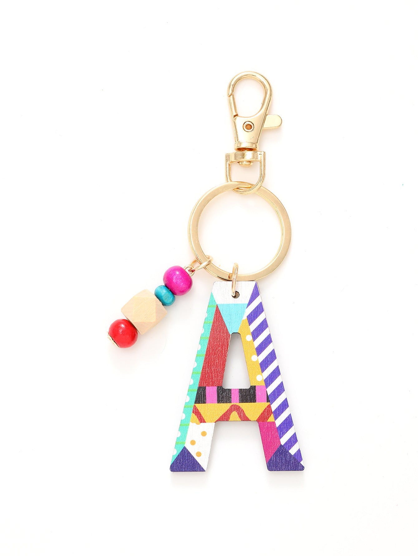 Wholesale Trendy Alphabet Bead Keychain Wooden Car Key Accessory Gift Boutique Resale