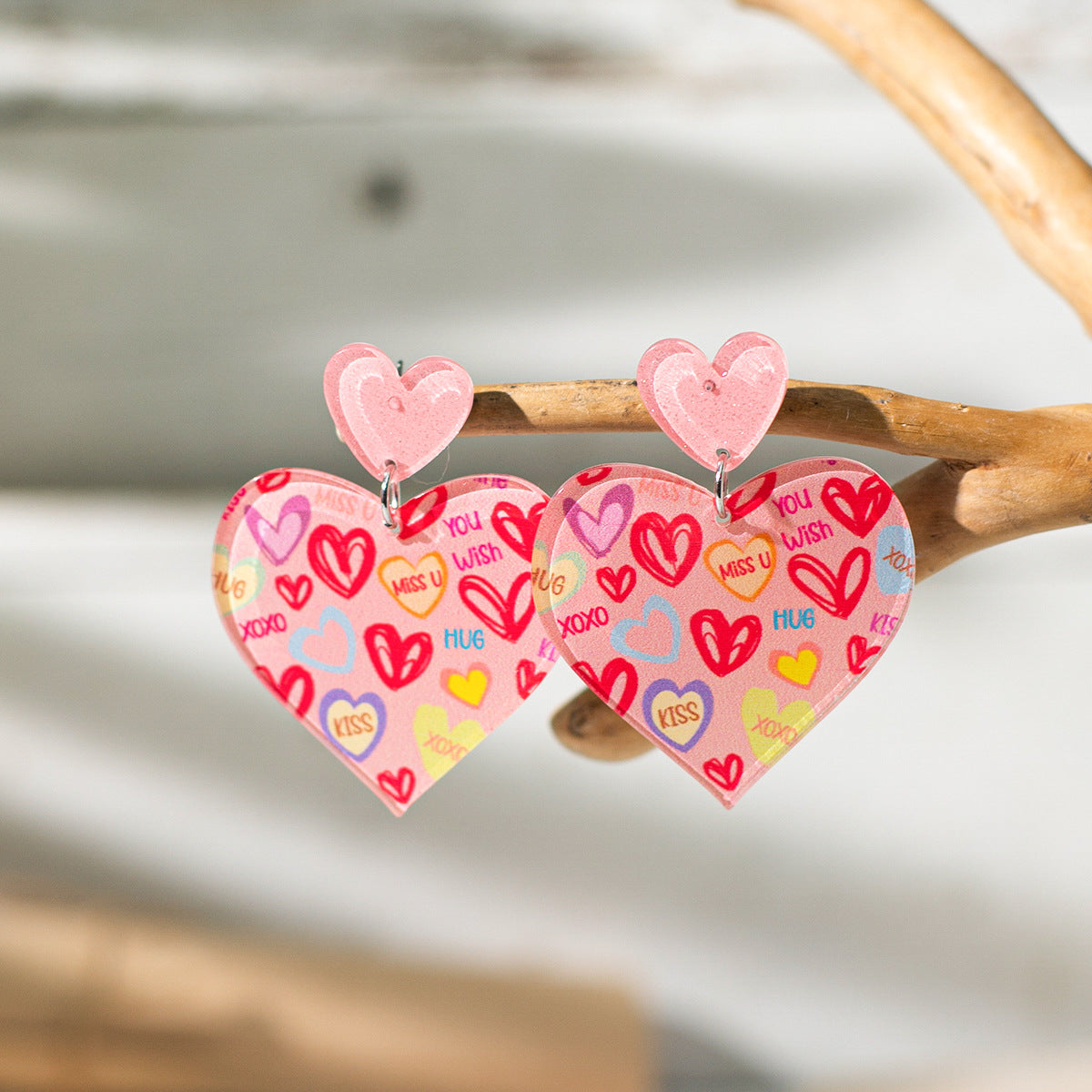 Wholesale Valentine's Day Heart Shaped Acrylic Earrings
