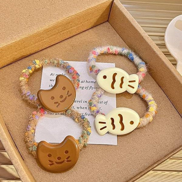 Wholesale  Small Fish Cat Wool Hair Rope Scrunchies