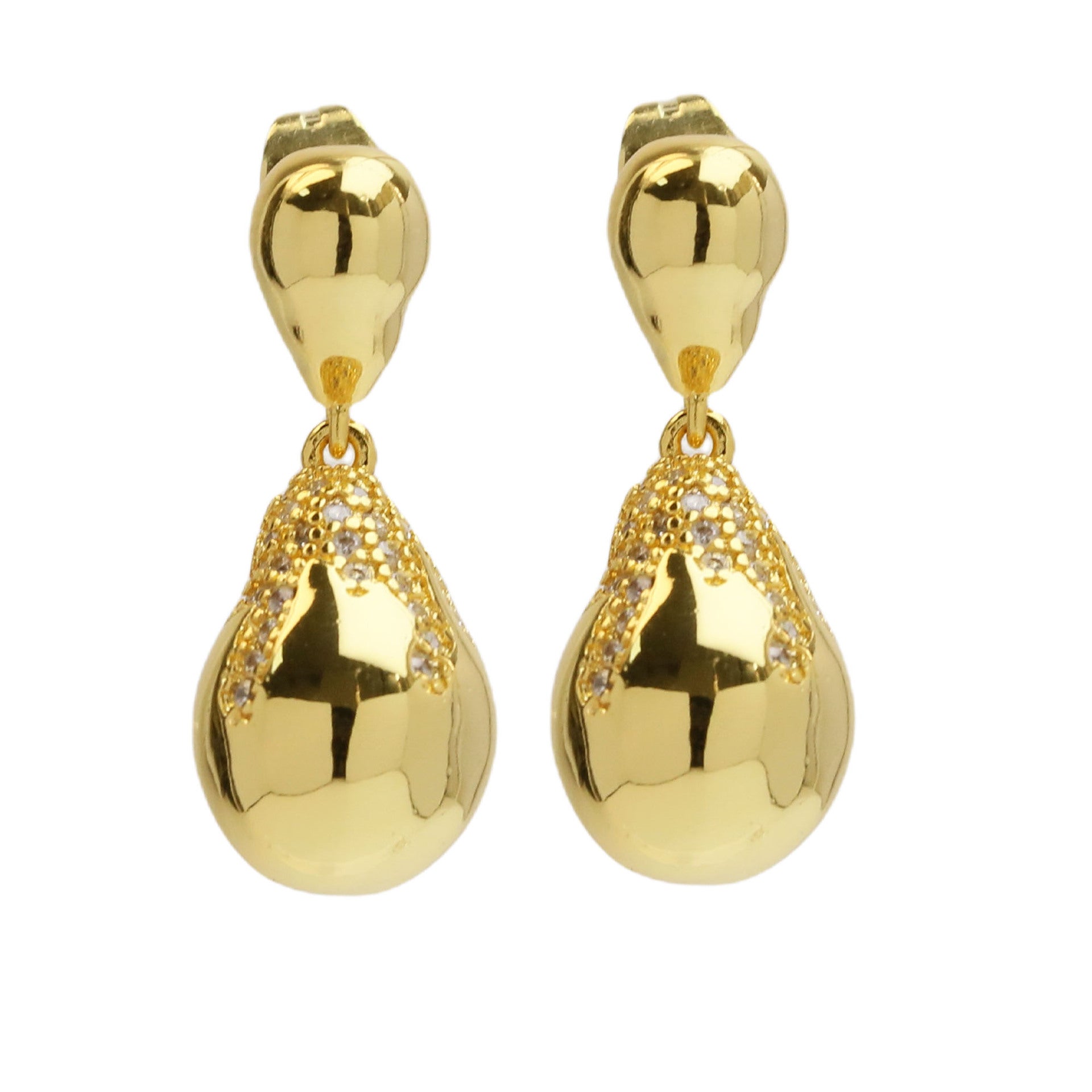 Wholesale 18k Gold Brass Zircon High Drop Earrings