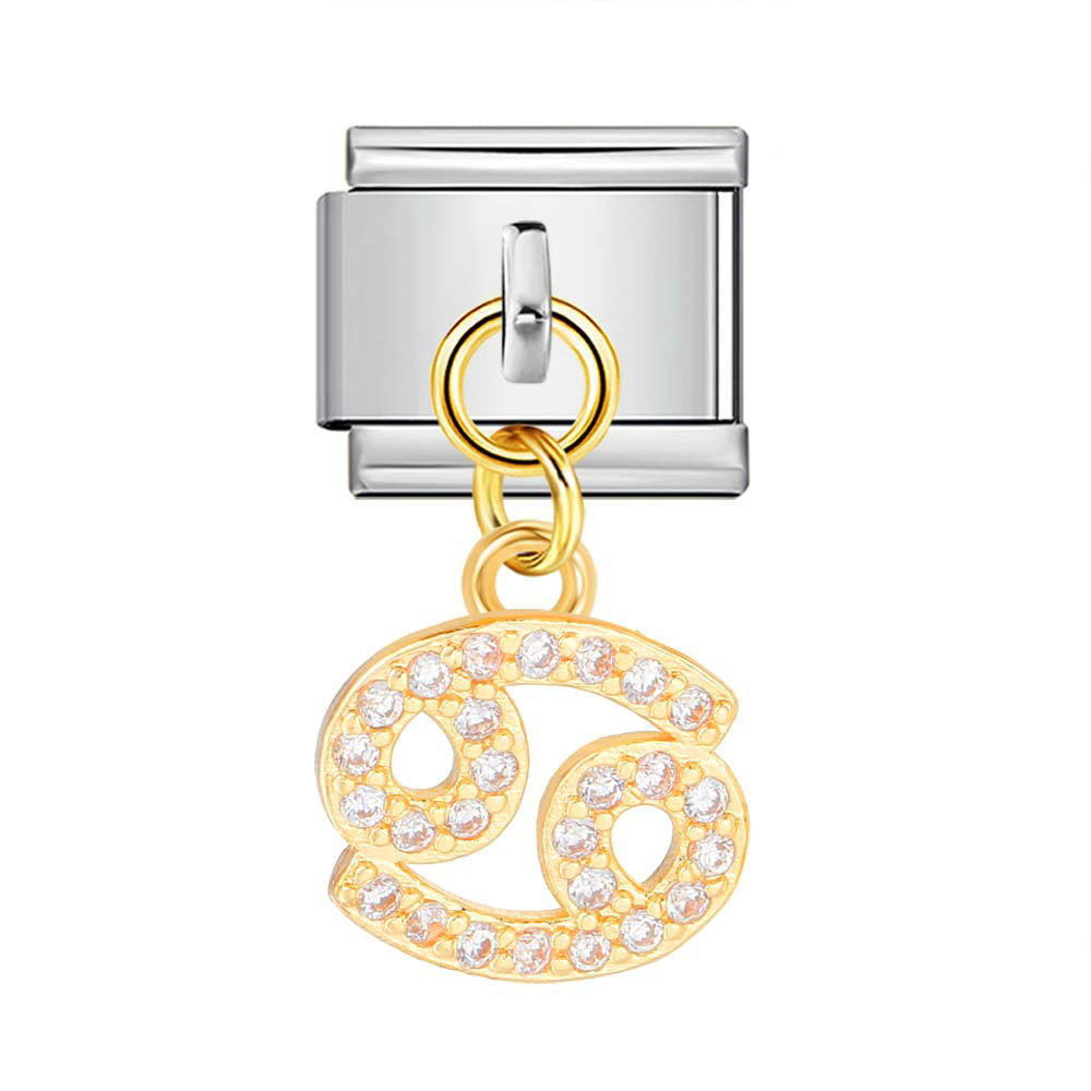 Wholesale 12 Zodiac Signs Rhinestone Pendant Bracelet Stainless Steel Fashion Jewelry Accessory Gift For Boutique Resale