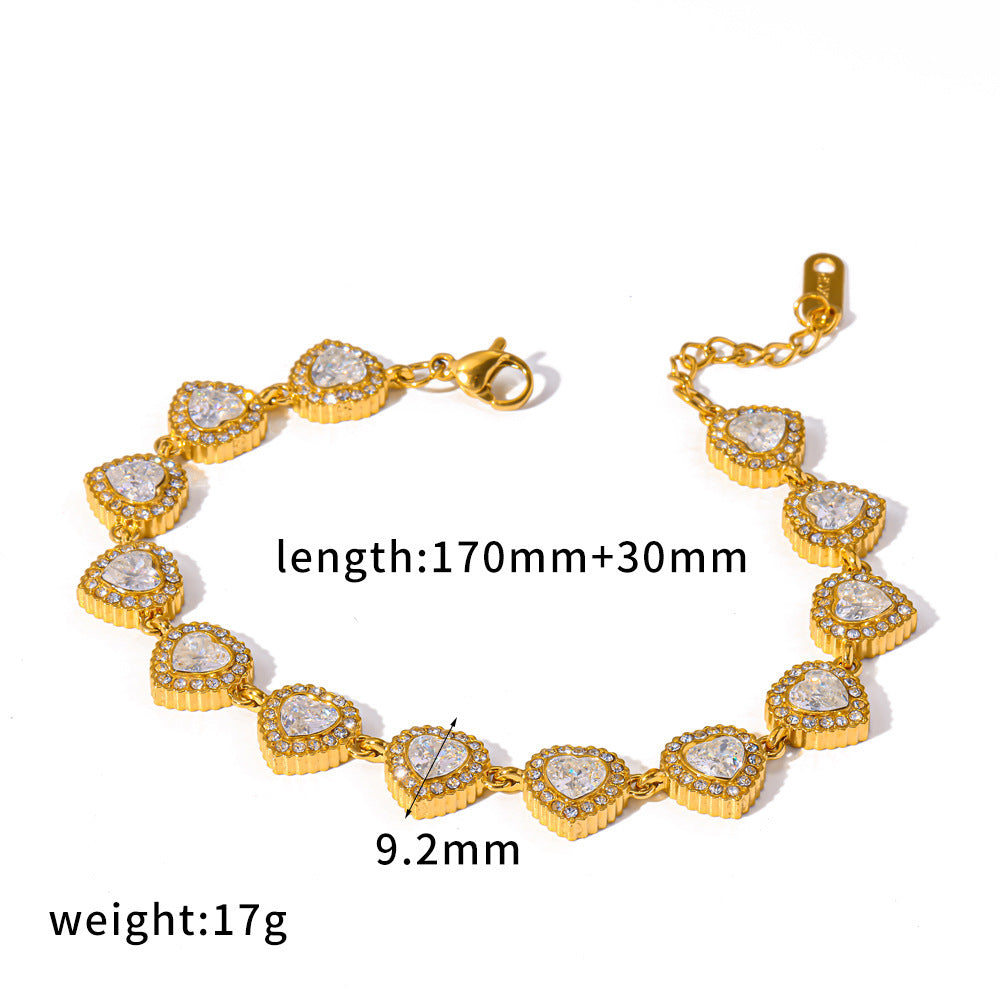 Wholesale Diamond stainless steel bracelet fashionable versatile high-end feel multi-stone