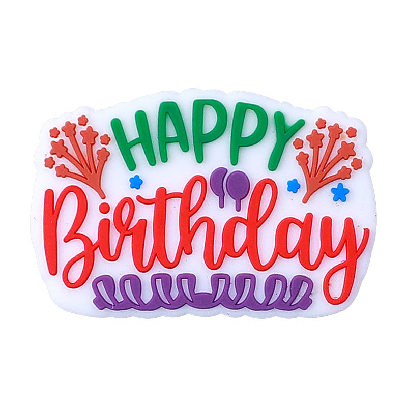 Wholesale 20pcs Happy Birthday Silicone Beads Focal Beads DIY Accessories ACC-BDS-RongFa018