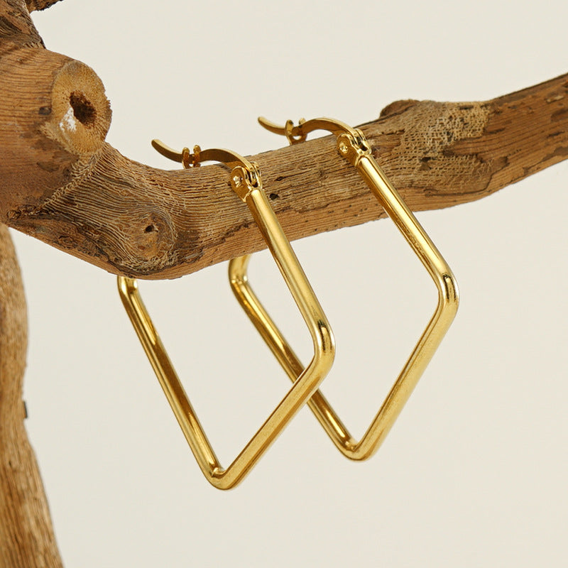 Wholesale Stainless steel  square earrings square large coil earrings