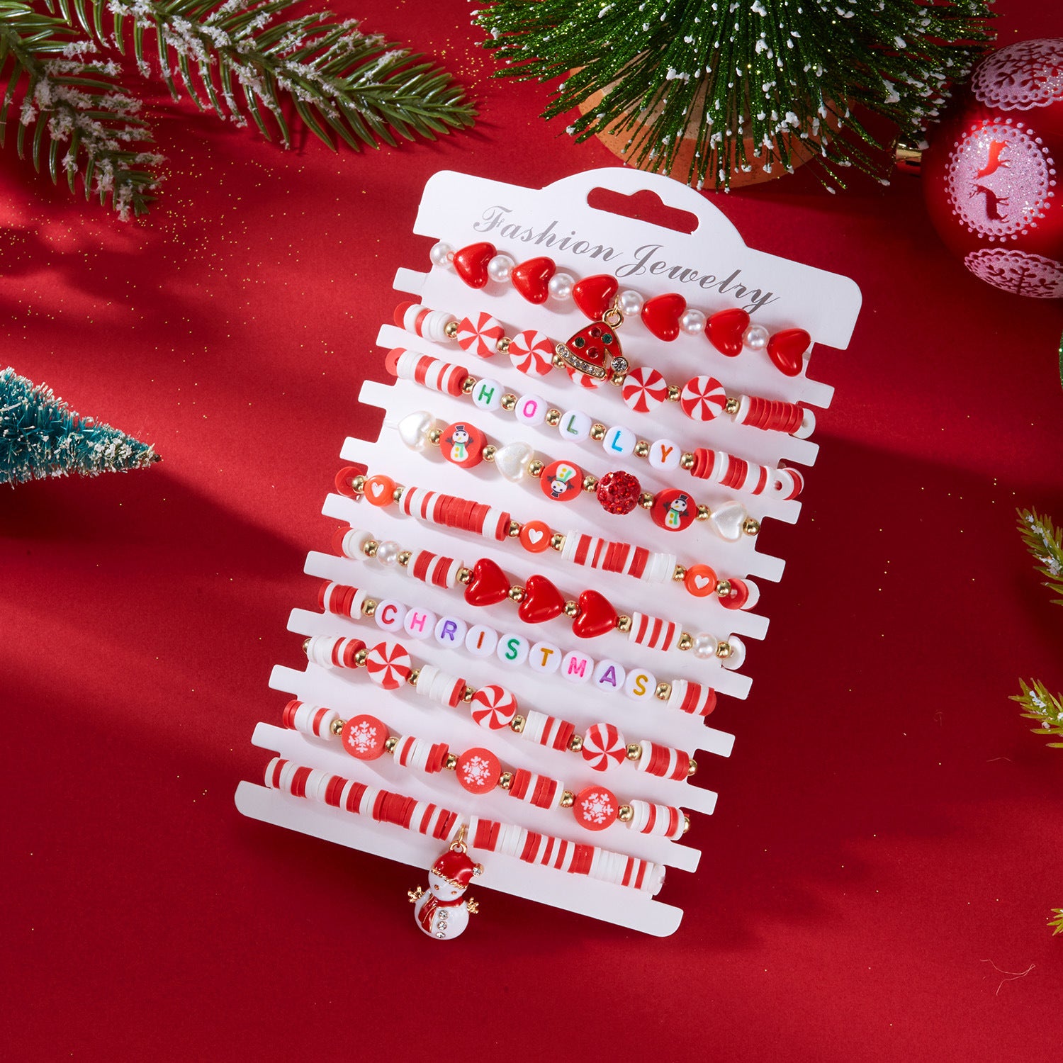 Wholesale Christmas Multi-layer Soft Ceramic Elk Bracelet Set