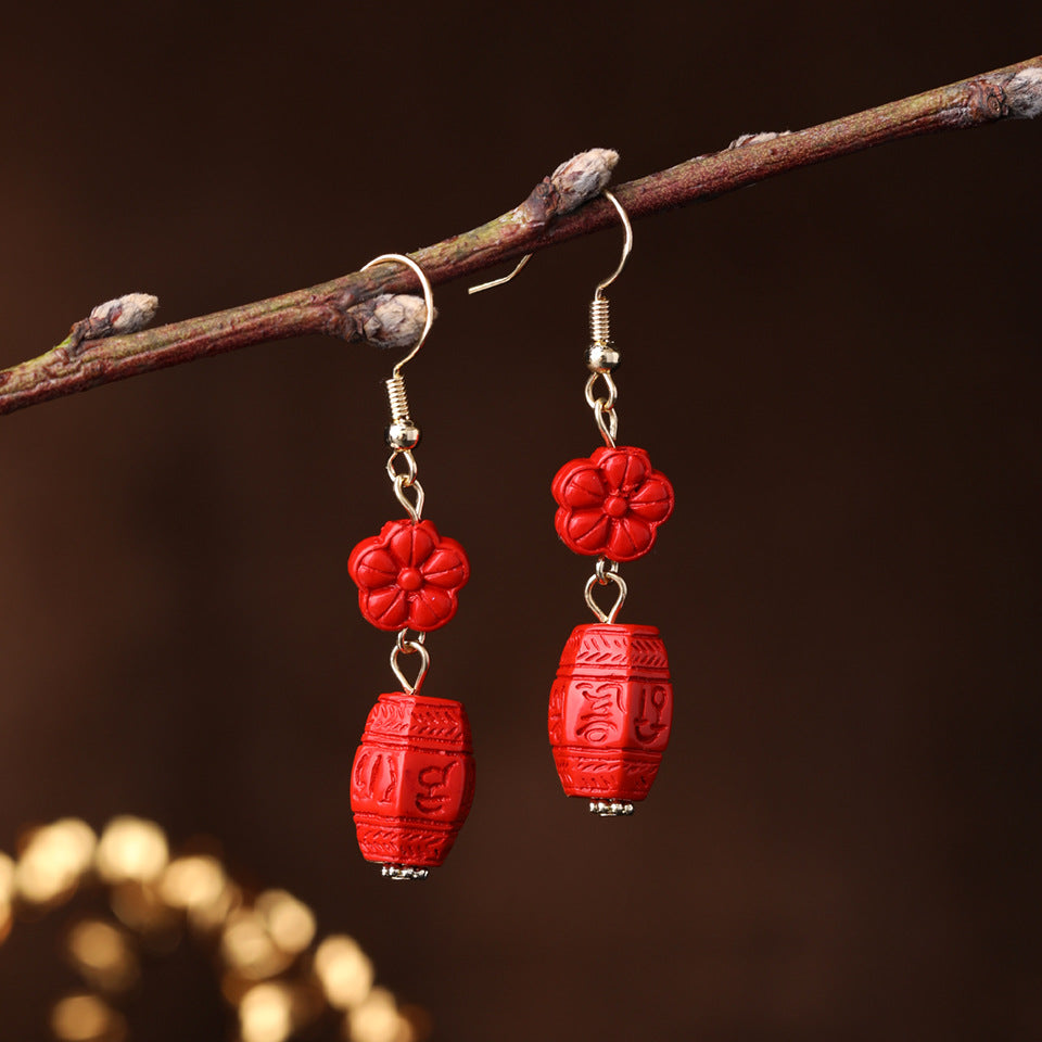 Wholesale Hanfu Retro Plum Blossom Freshwater Pearl Earrings Chic Fashion Jewelry Accessory For Boutique Resale