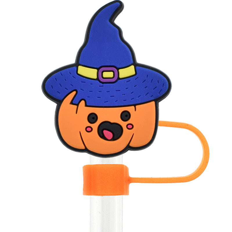 Wholesale Random 100pcs Halloween 10mm PVC Soft Straw Tube Cap ACC-SCR-RYY092