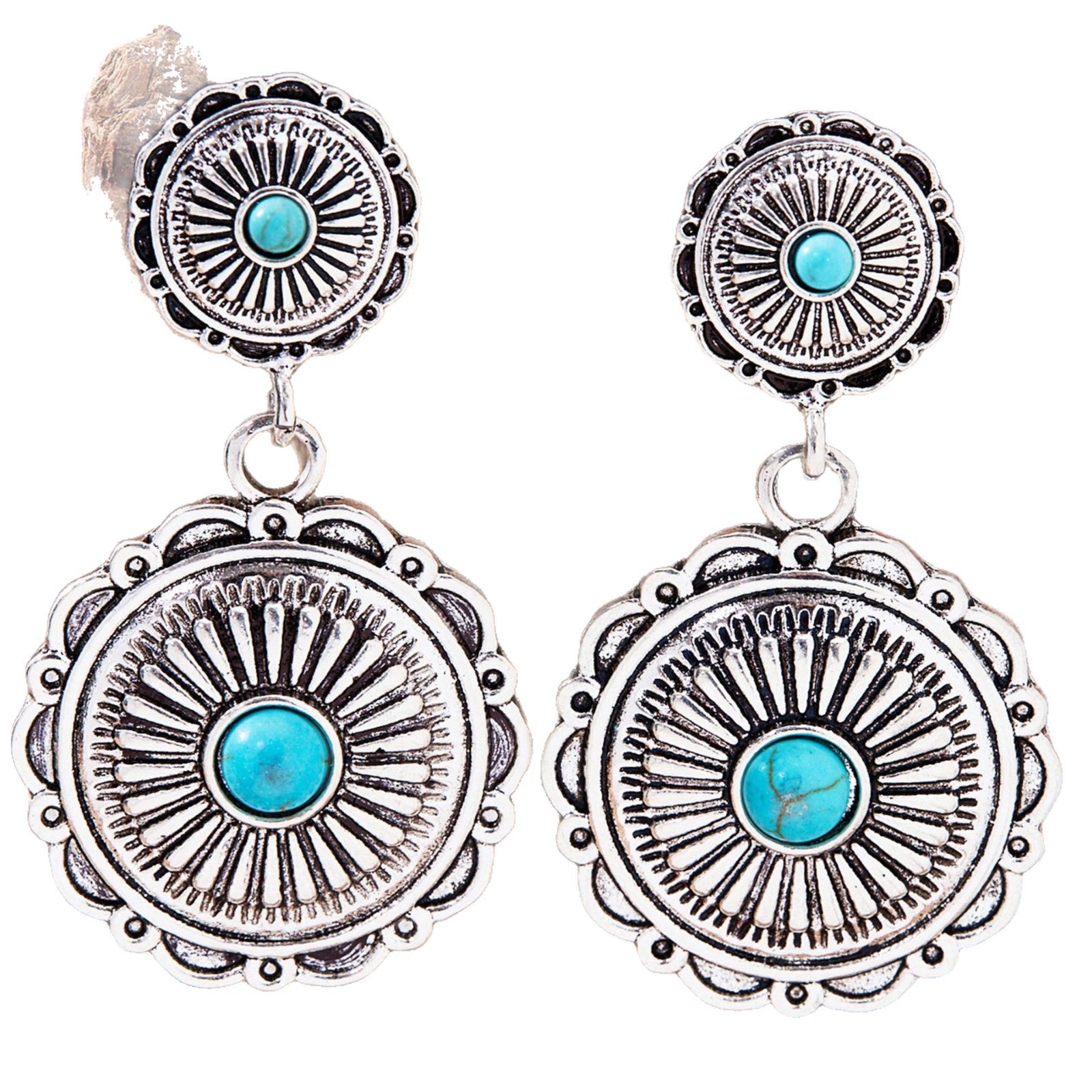 Wholesale Vintage Bohemian Lace Turquoise Earrings Zinc Alloy Jewelry Accessory