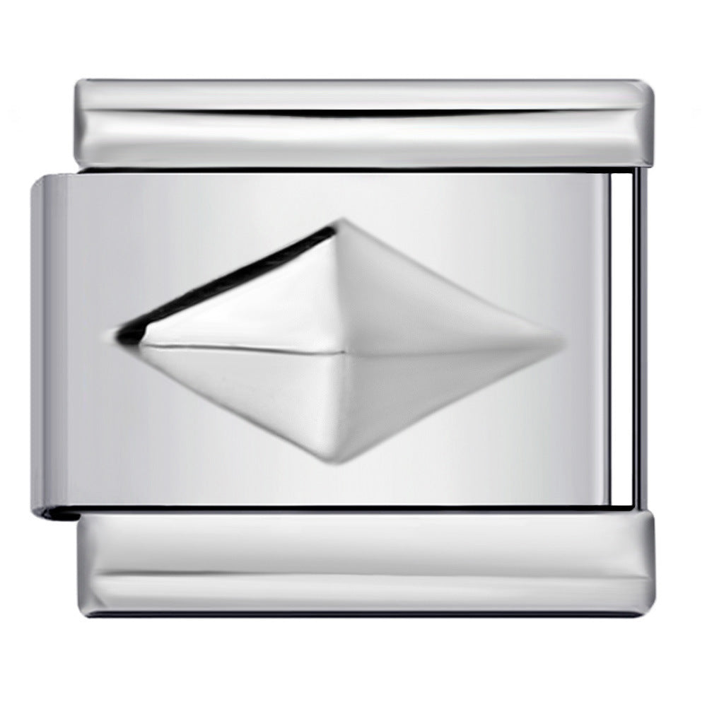 Wholesale  Italian moduleTitanium steel convex silver stamping pattern DIY bracelet