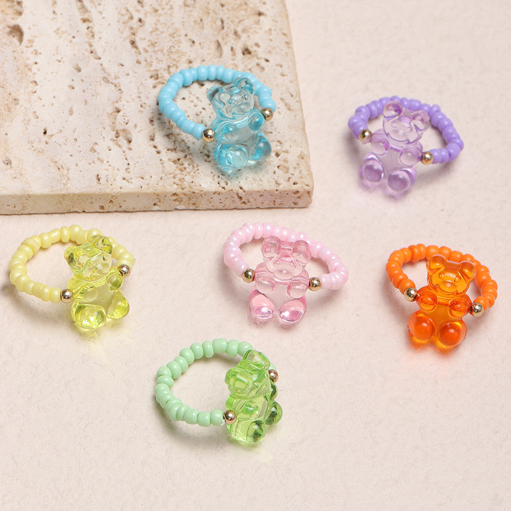 Wholesale Resin Bear Rings ( 6-pack)