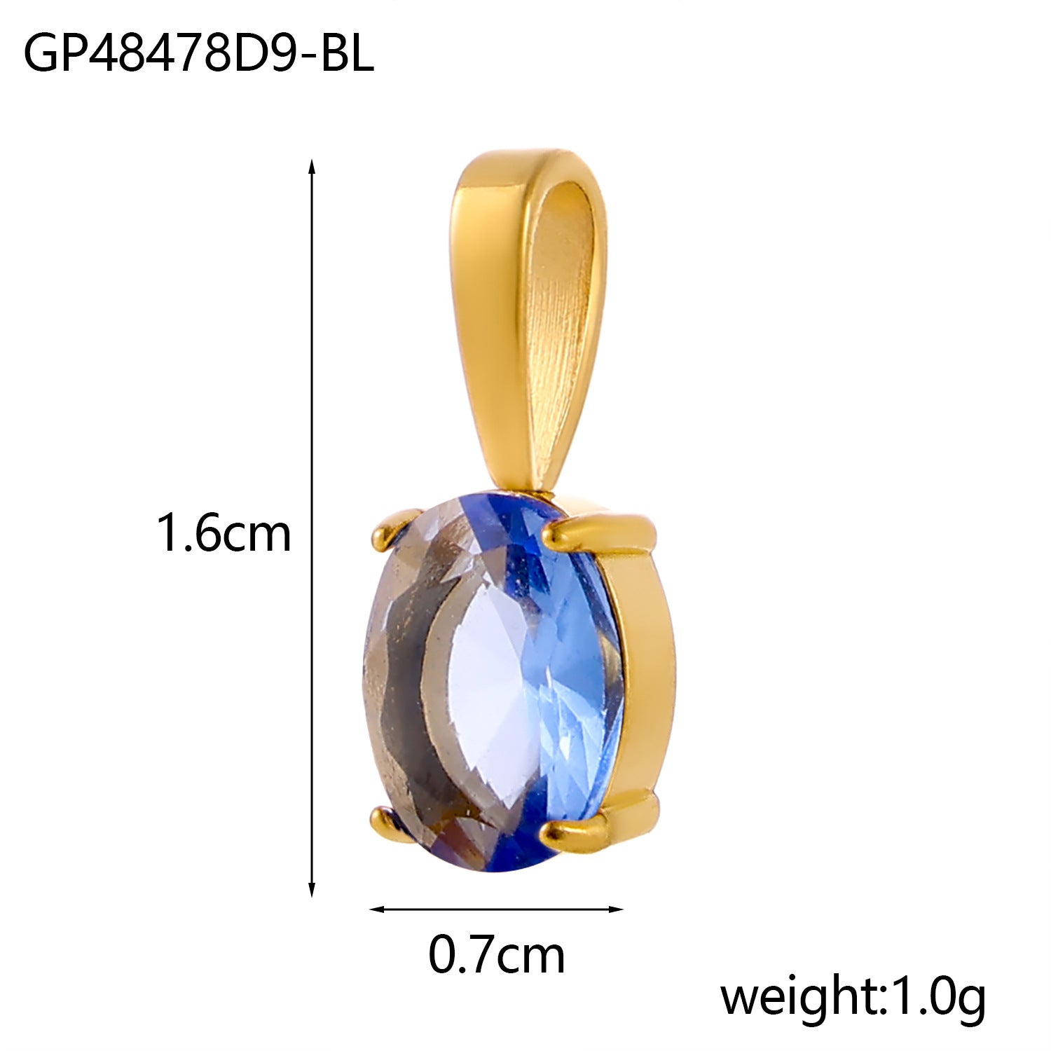 Wholesale Colorful zircon water droplets stainless steel December birthday stone pendant