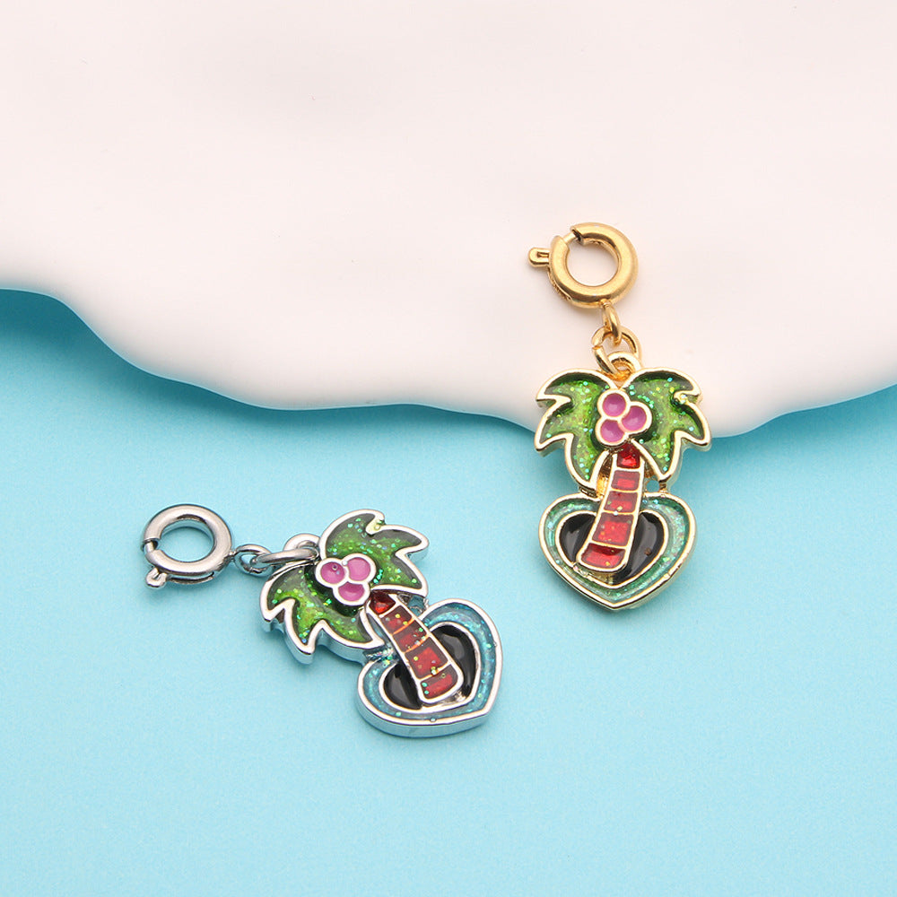 Wholesale DIY Jewelry Accessories Alloy Oil Dripping Holiday Style Pizza Donut Charms