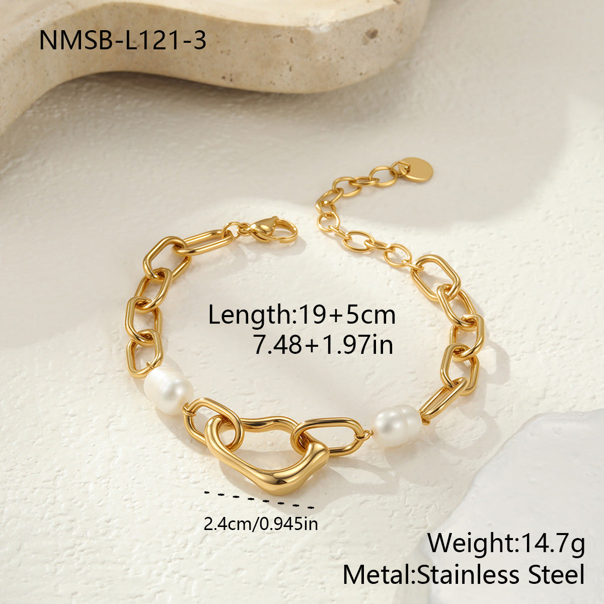 Wholesale Stainless steel mam-made pearl necklace and bracelet