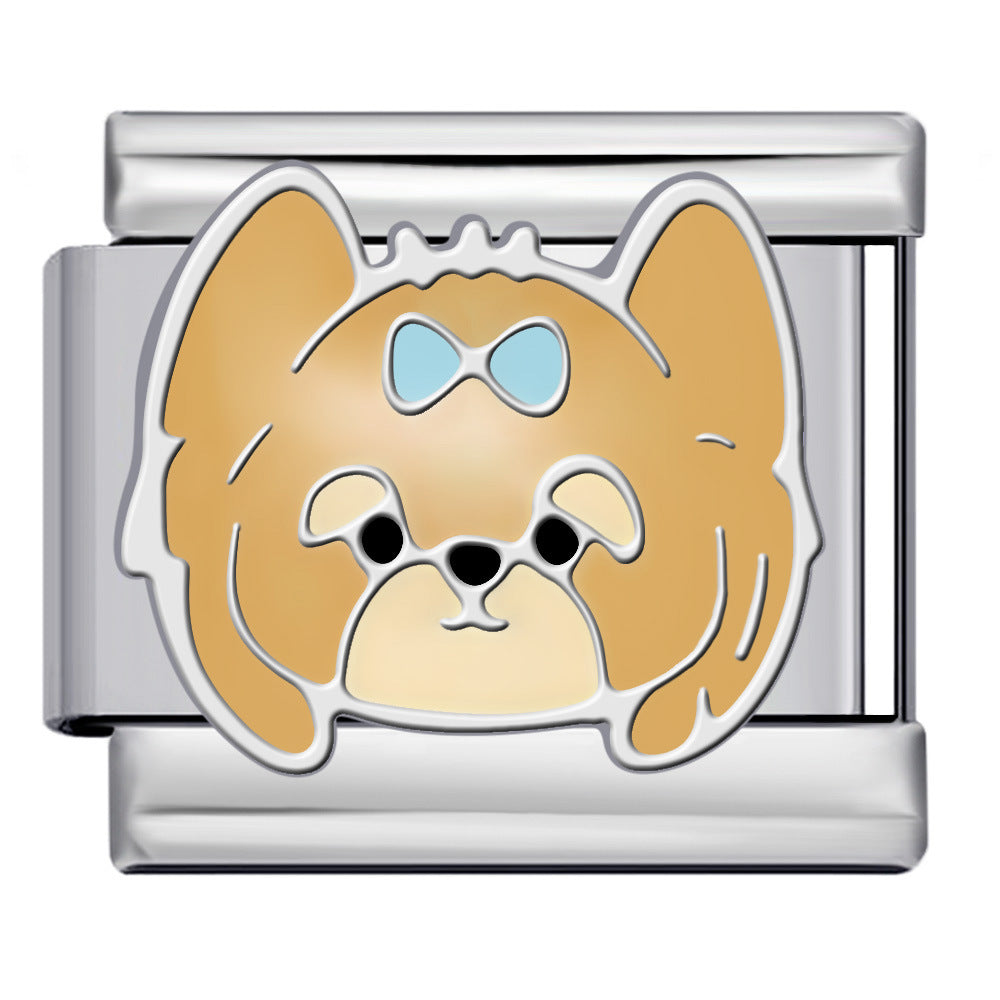 Wholesale Italian Charm Bracelet 9mm DIY Splicing Cute Cartoon Dog Stainless Steel Composable Bracelet