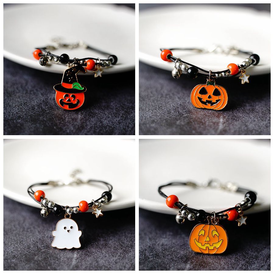 Wholesale  pumpkin bracelet  ghost festival orange ceramic bracelet