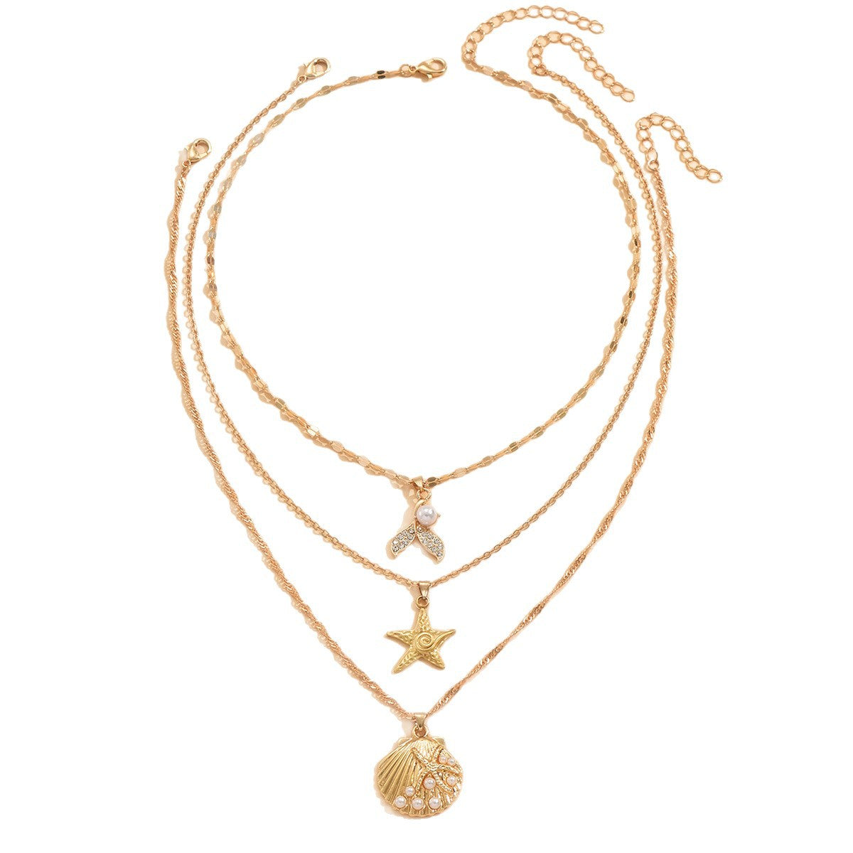 Wholesale Starfish Shells Fish Tail Pendants Alloy Necklaces