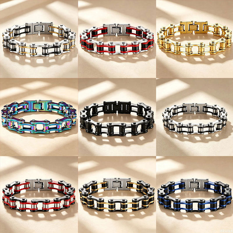 Wholesale Punk Rock Stainless Steel Bracelet for Men,  Motorcycle Chain Design,  Fashion Accessory,  Casual Everyday Wear