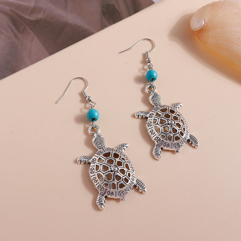 Wholesale Hollow Vintage Turtle Alloy Turquoise Earrings ACC-ES-YueSen001
