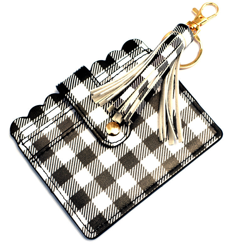 Wholesale Leopard Plaid Solid Color Sunflower Card Holder Keychain ACCVIP-KC-QiuXue004