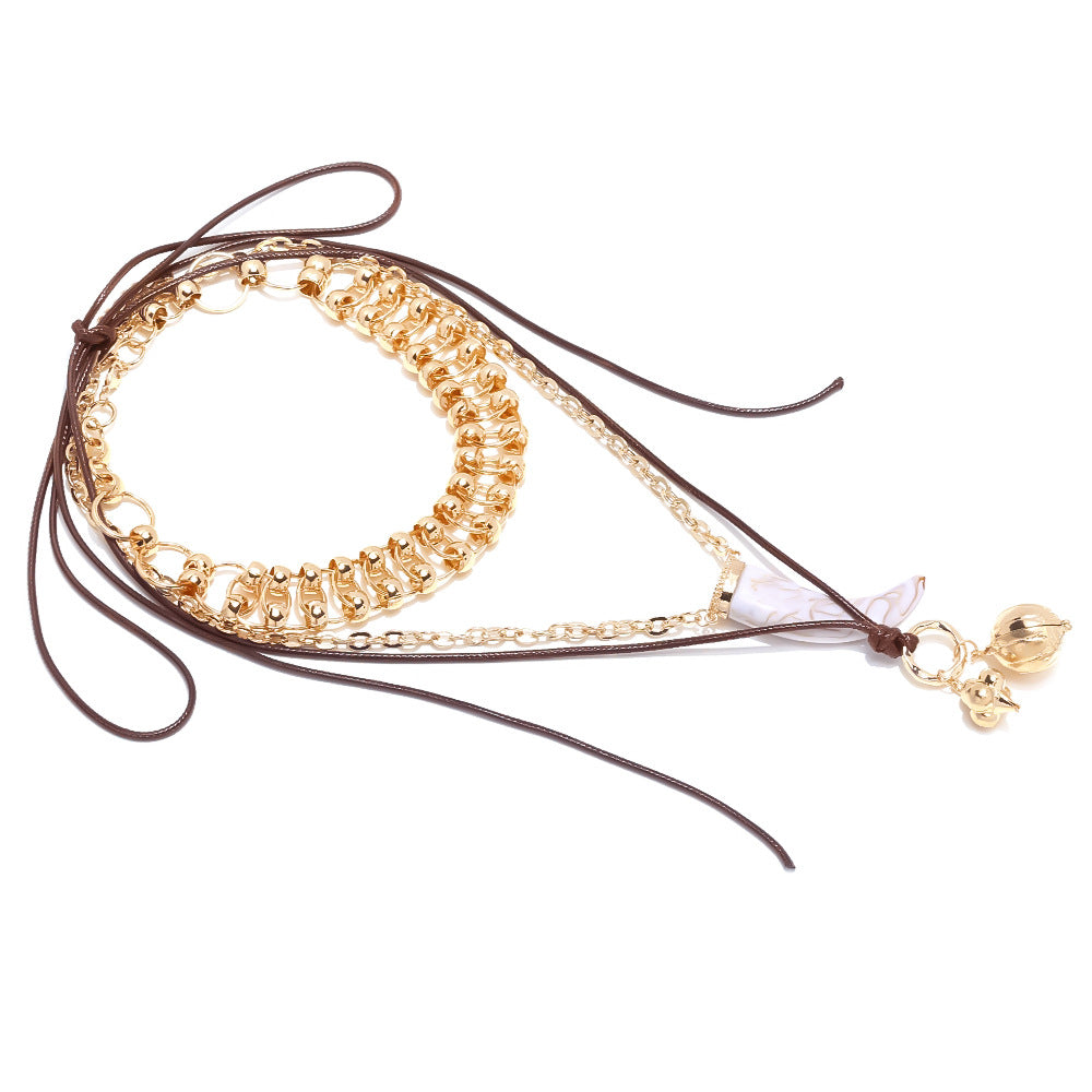 Wholesale  Multi-Layered Animal Horn Geometric Pendant Necklace