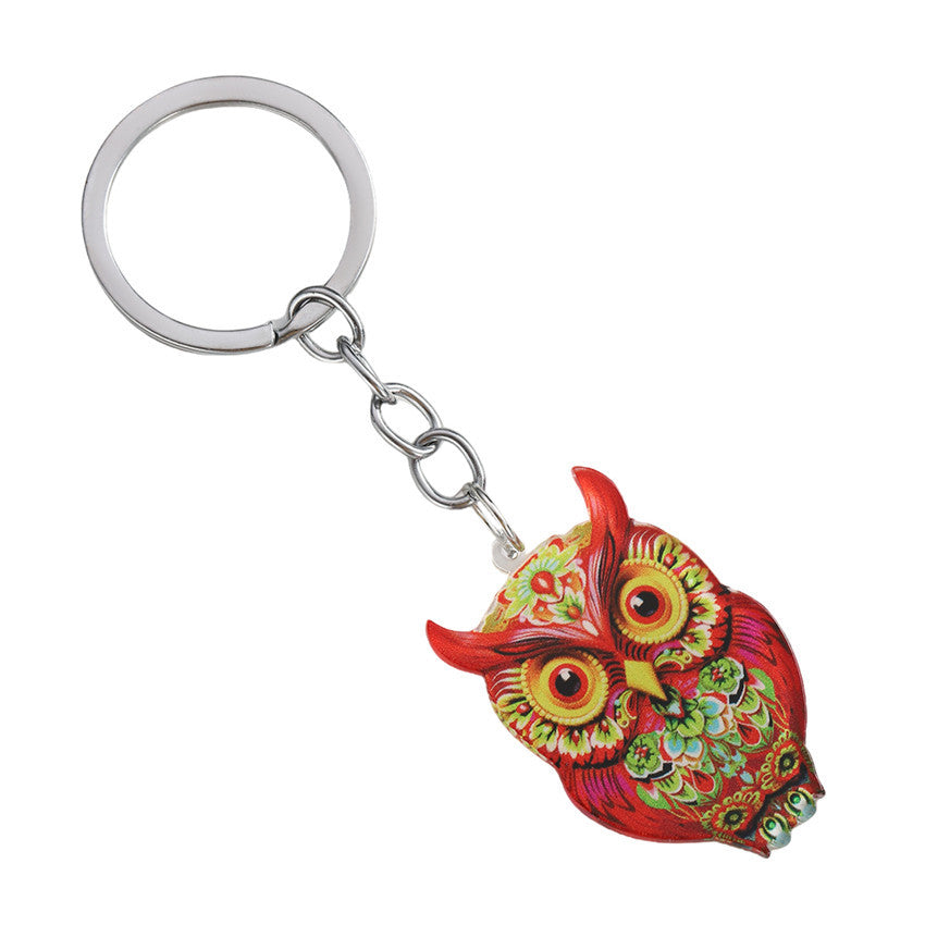 Wholesale 3D Pattern Flat Owl Keychain ACC-KC-RongRui022