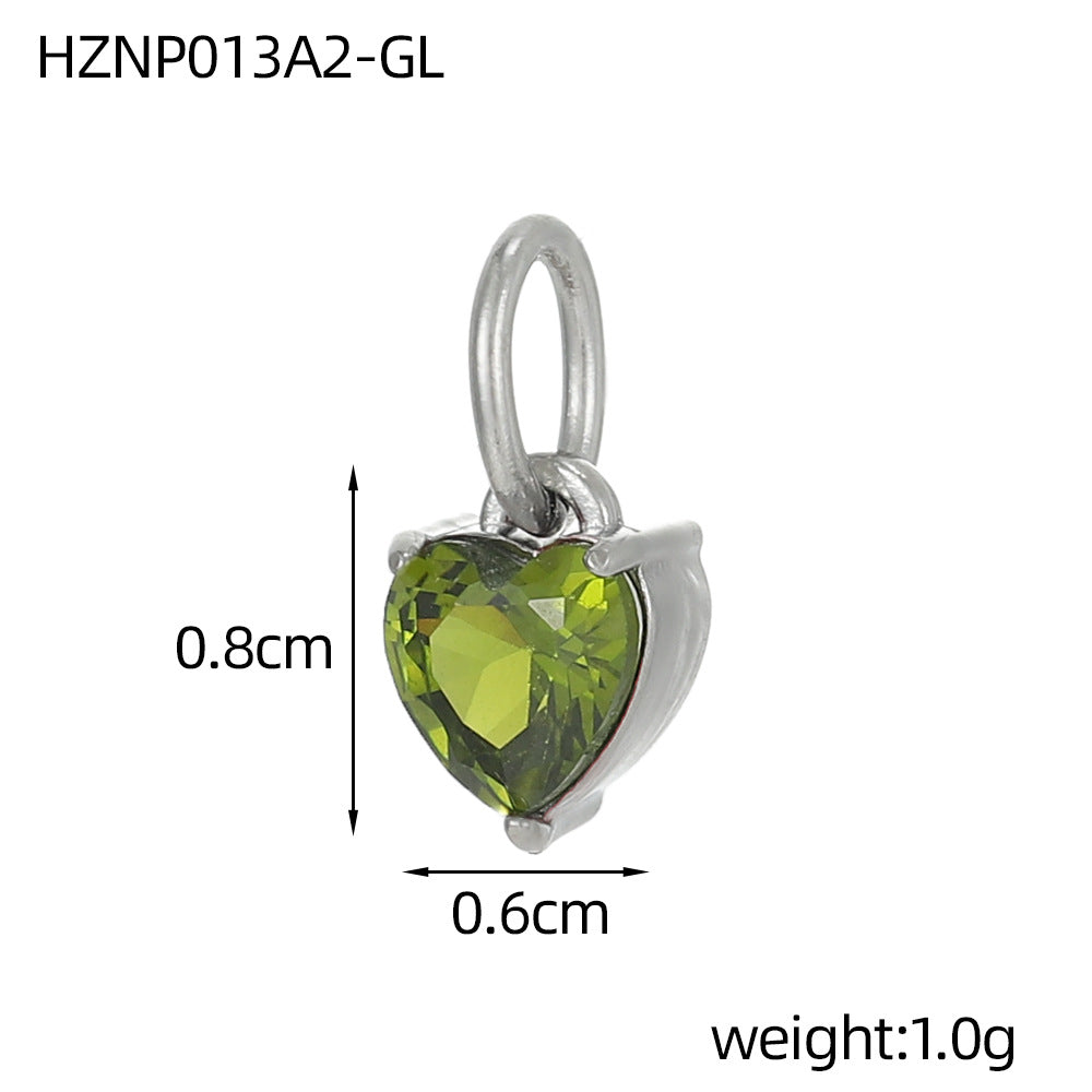 Wholesale stainless steel heart-shaped zircon pendant