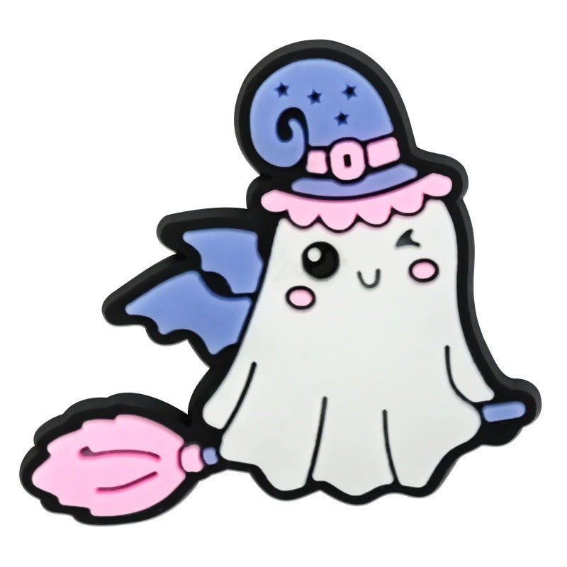 Wholesale  Random 100pcs Cute Cartoon Ghost PVC Soft Rubber Shoe Buckle Decoration