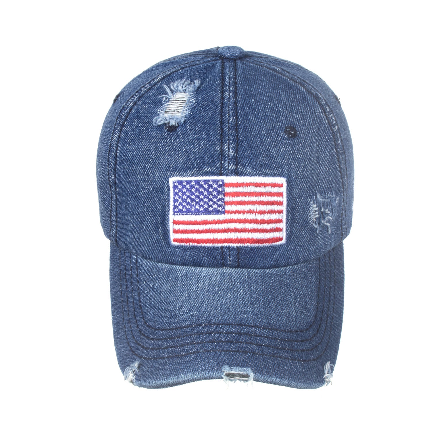 Wholesale Washed denim baseball cap USA American flag baseball cap