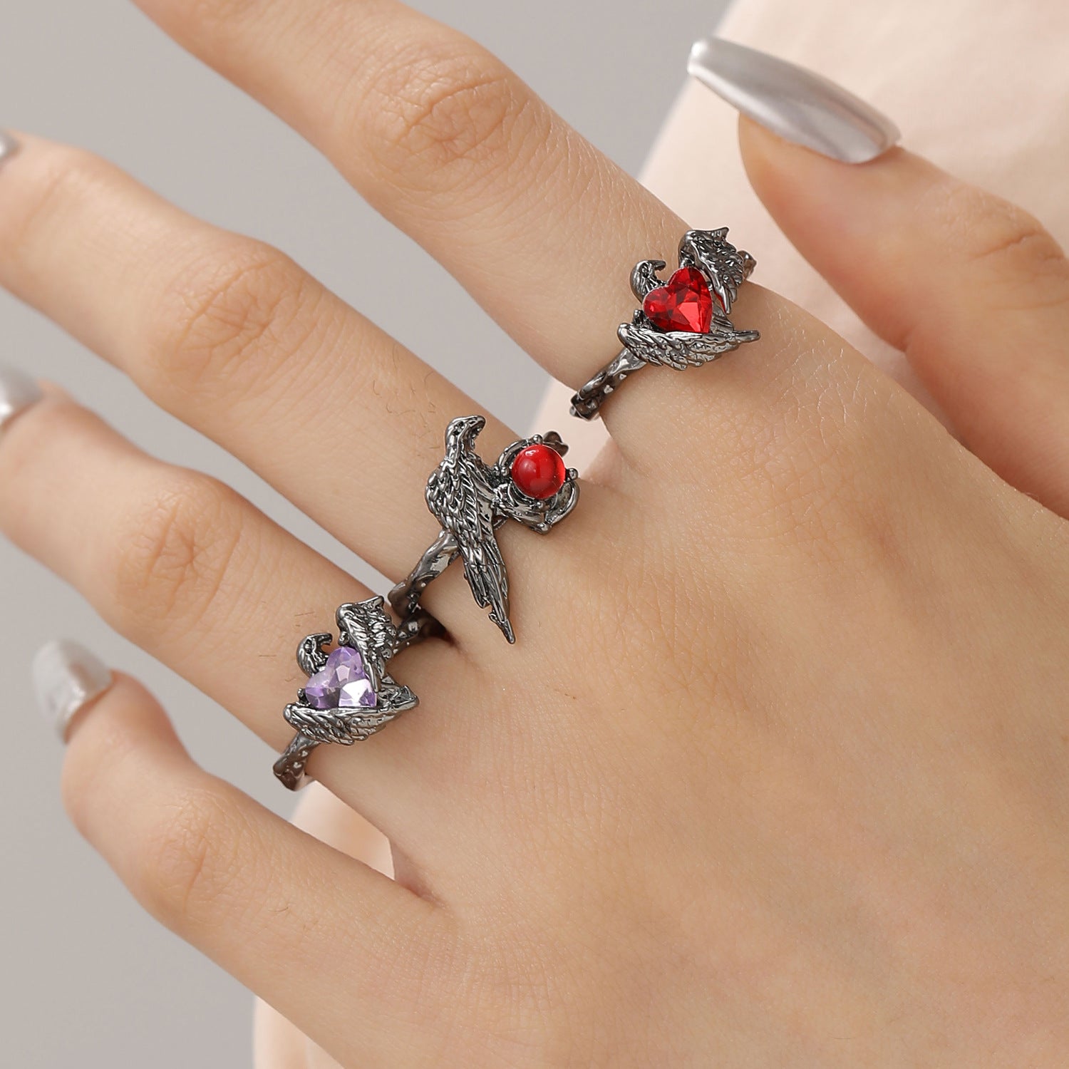 Wholesale Geometric Punk Style Ring with Diamond Pattern - Fashion Accessory for Everyday or Gift