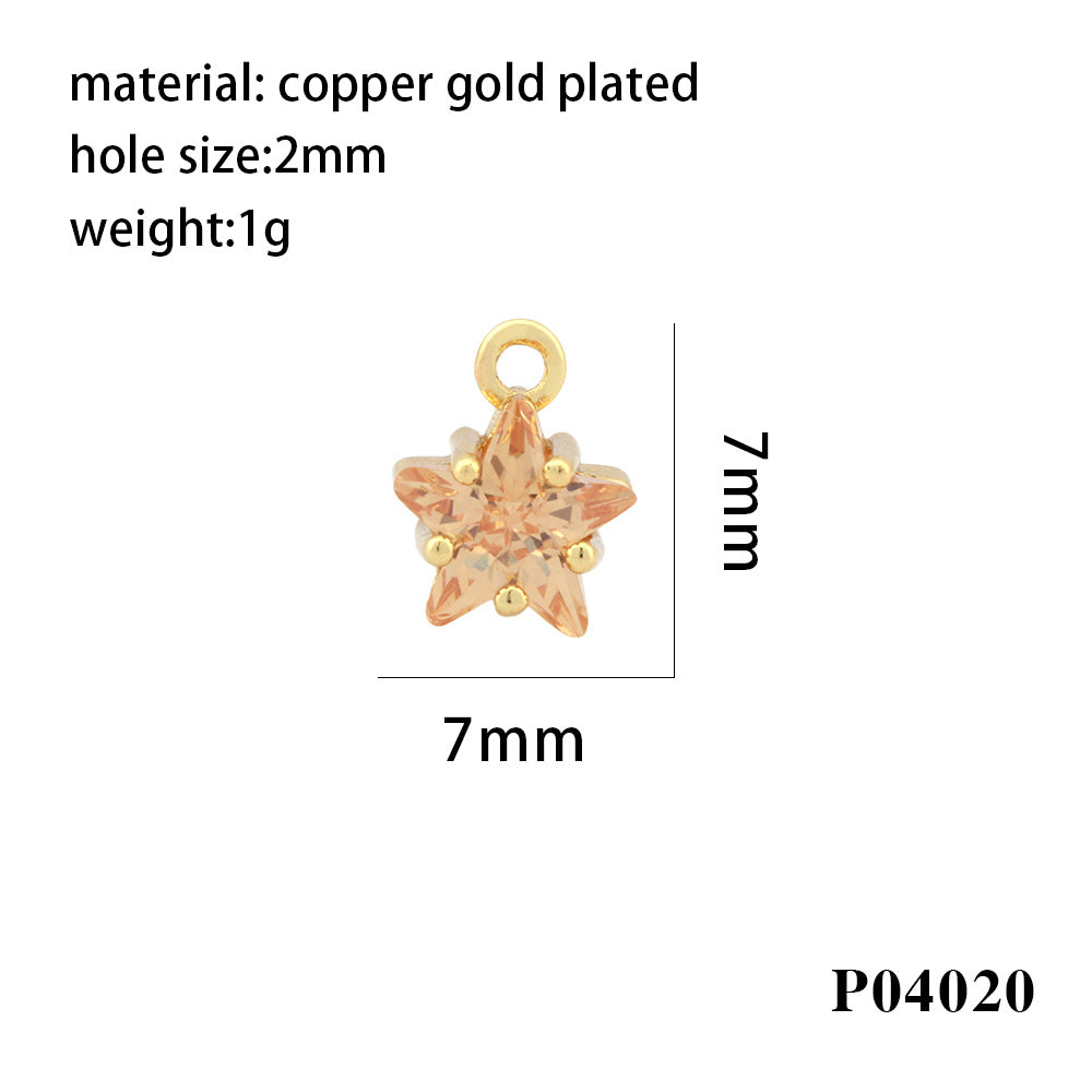 Wholesale 18K gold-plated micro-paved colorful five-pointed star zircon pendant