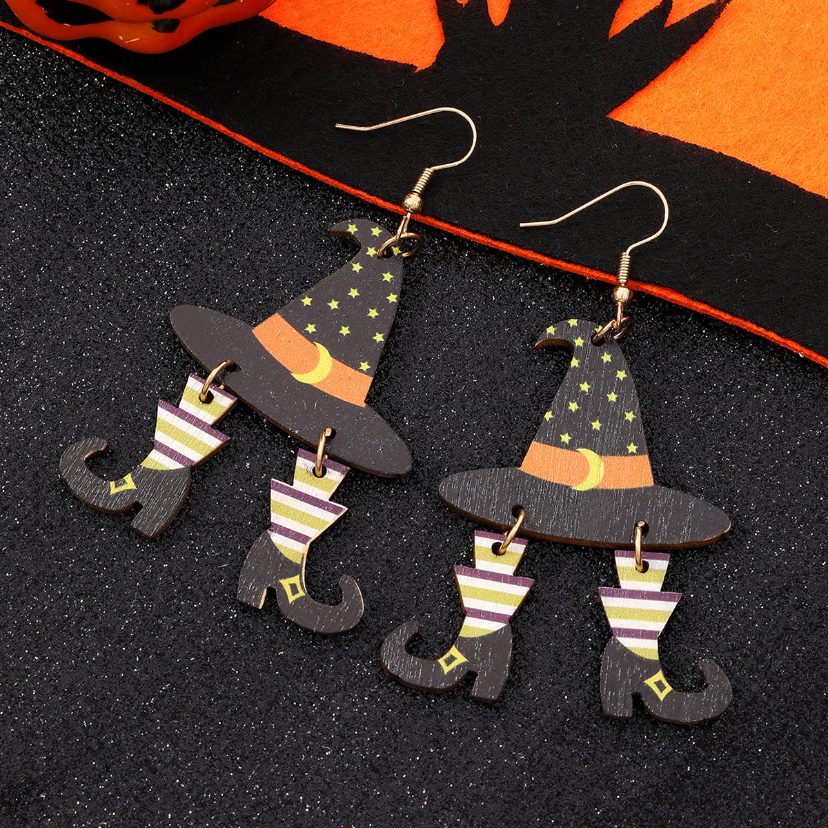 Wholesale Halloween wood chip earrings