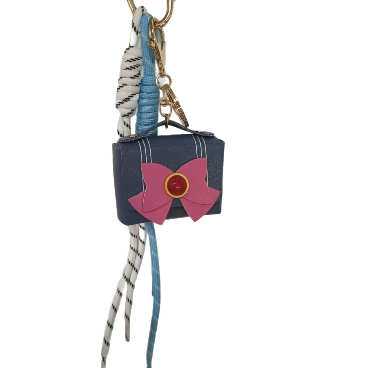 Wholesale Deep Red PU Bag Lanyard Keychain Polka Dot Design Trendy Car Key Accessory Gift