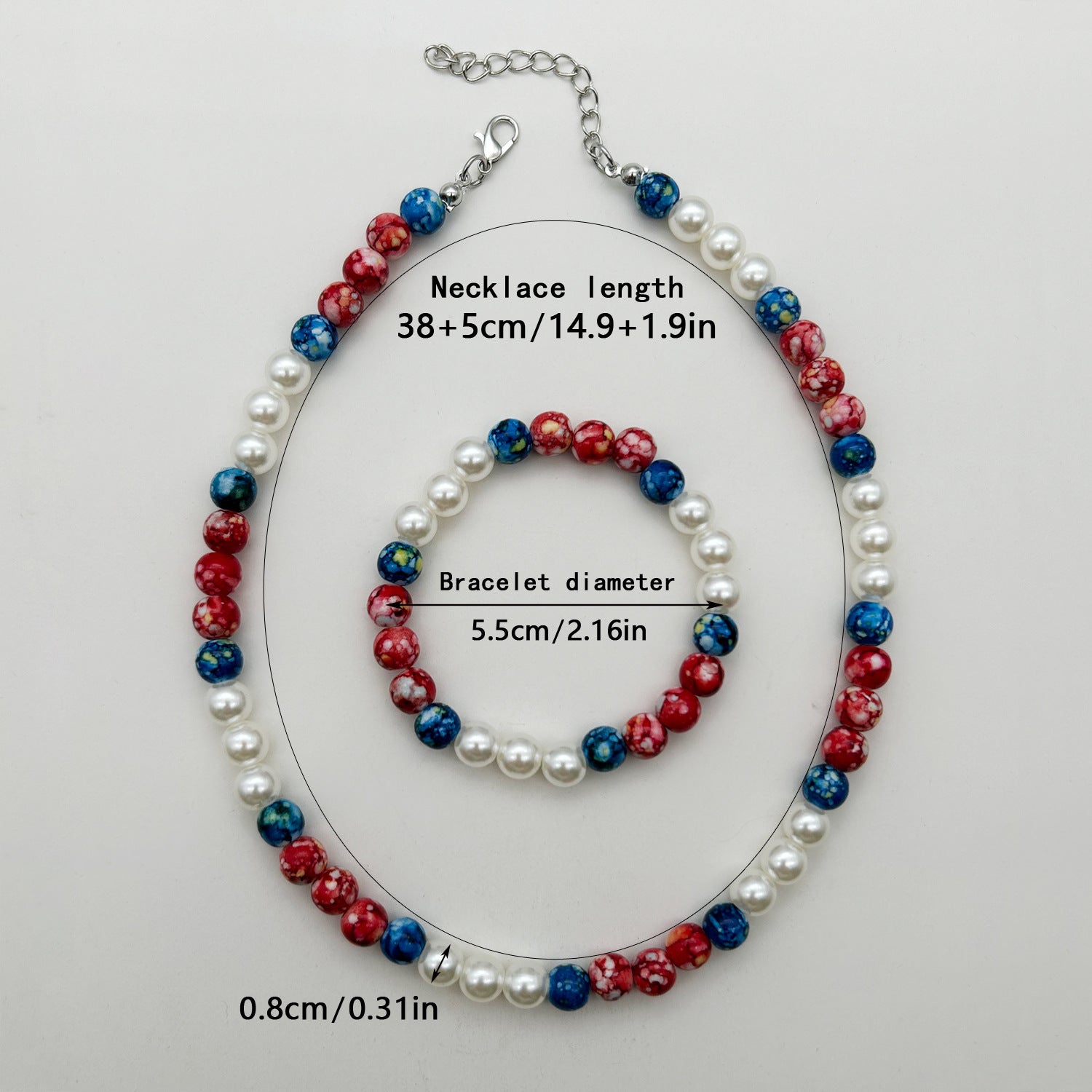 Wholesale American Independence Day Flag Color Beaded Necklace