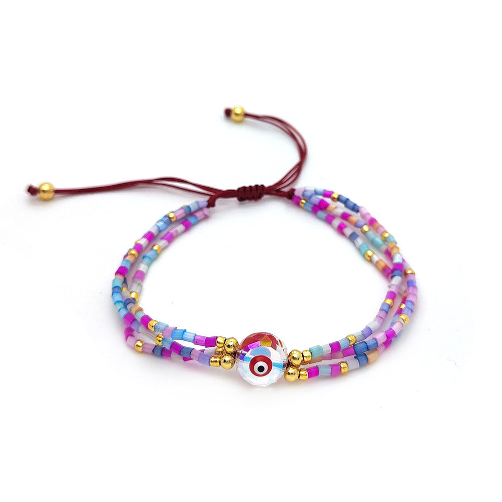 Wholesale boho style multi-layered colorful rice beads beaded braided bracelet ACC-BT-Qiqi001