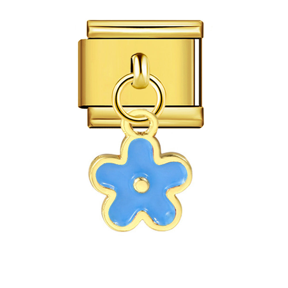 Wholesale Italian Charm Bracelet 9mm DIY Flower pendant Creative Stainless Steel Composable Bracelet