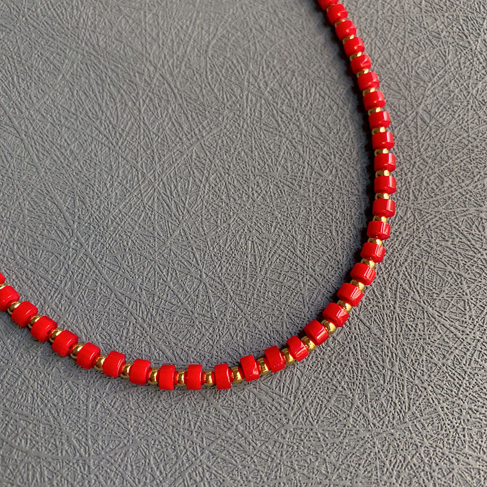 Wholesale Natural Stone Colored Necklace Clavicle Chain Handmade Beaded Multi-color Stacked Neck Necklace Choker Necklace ACC-NE-Yazhi002