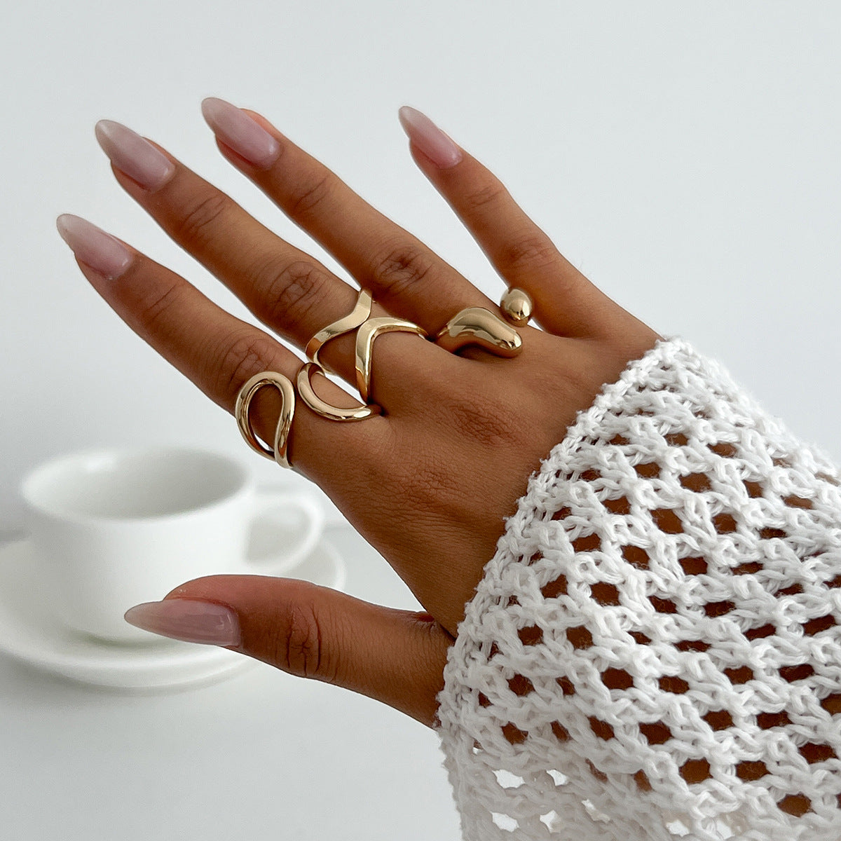 Wholesale Teardrop Open Polished Joint Ring